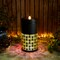 24''H Metal Cutout Pattern Outdoor Fountain with Laser Cut Panels, Pump and LED Light